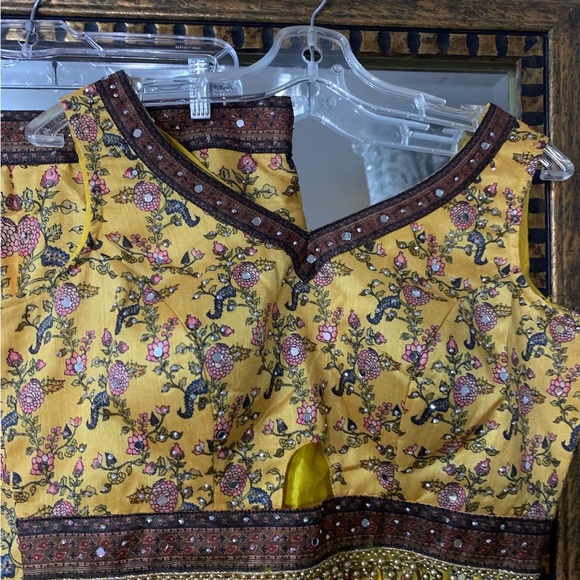 Silk prints lengha , more designs available now on Instagram at shandesigns2020 - Picture 4 of 8